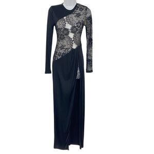 NEW Michael Costello X Revolve Hillary Lace Gown XS Black Dress NWT High Slit